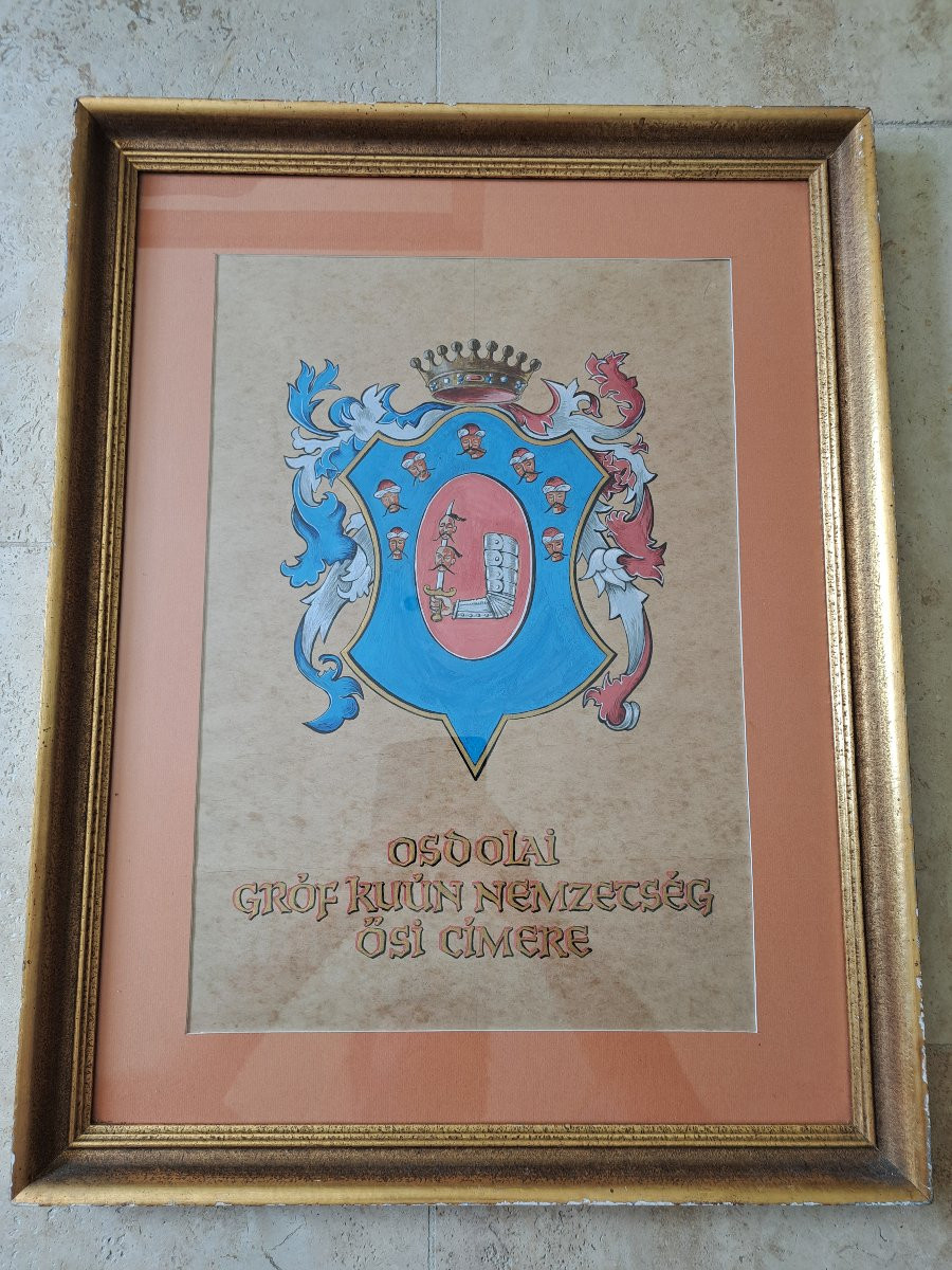 Kuun d'Osdola Family, Coat Of Arms, Gouache On Paper, 20th Century. -photo-1