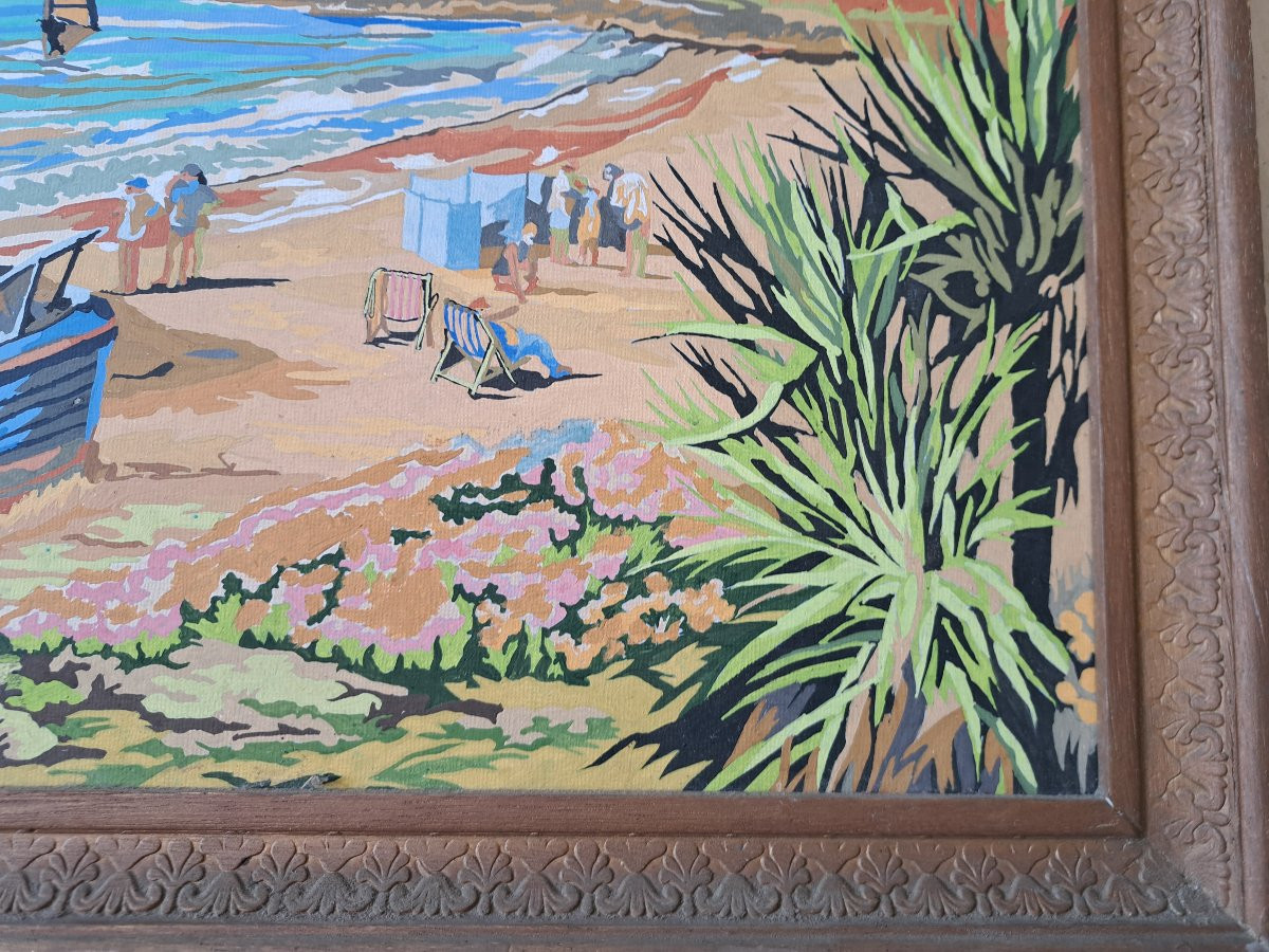Bord de mer , Gouache , XX°. -photo-1