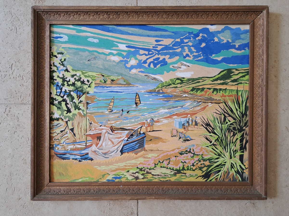 Bord de mer , Gouache , XX°. 
