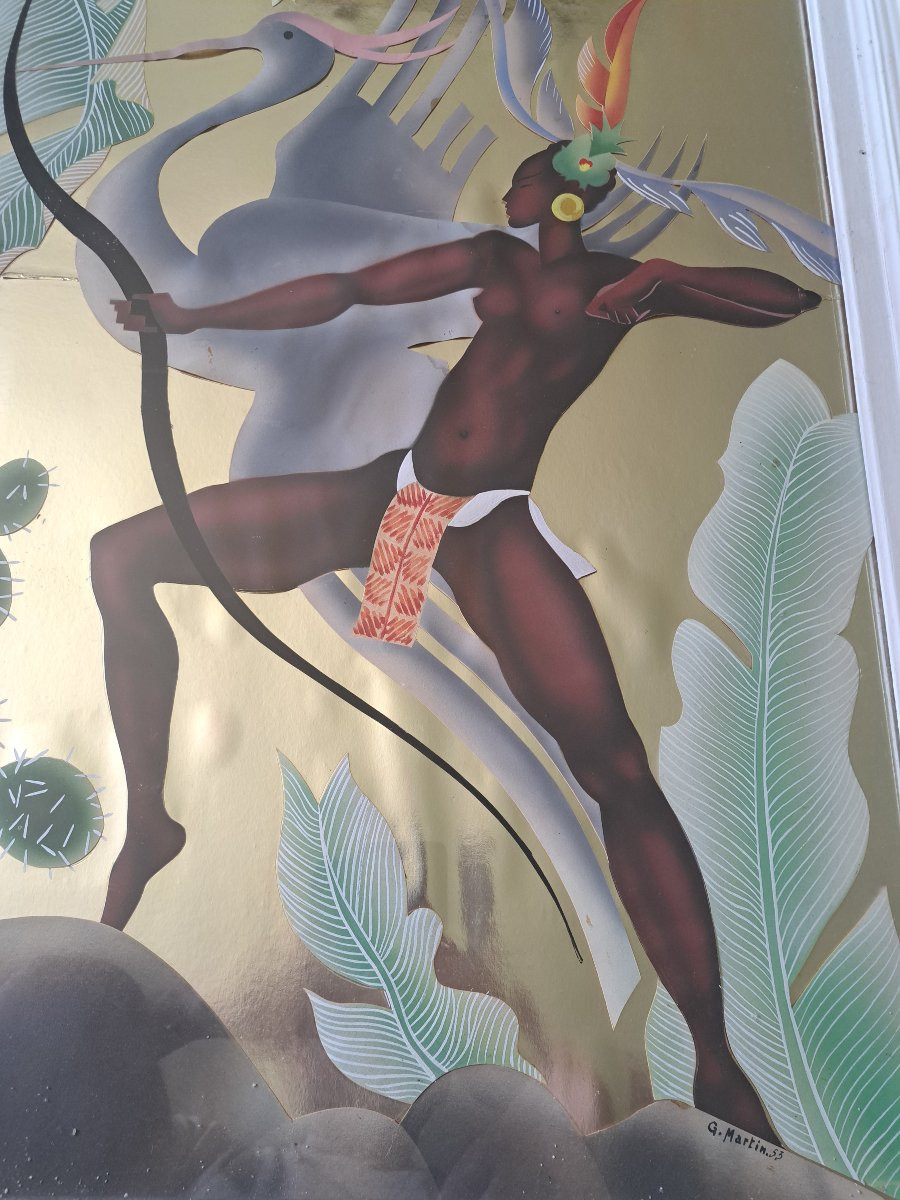 Amazon With A Bow, Gouache And Cut-outs, G.martin, 1953.  -photo-2