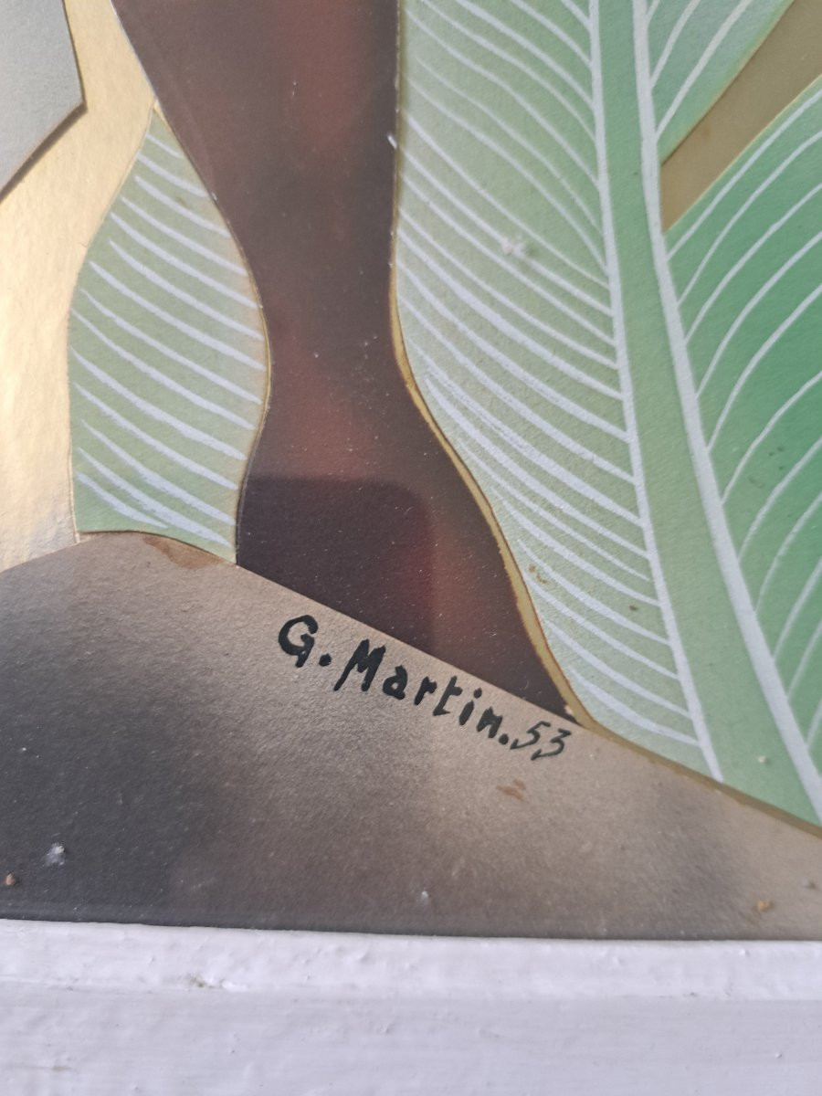 Amazon With A Bow, Gouache And Cut-outs, G.martin, 1953.  -photo-4