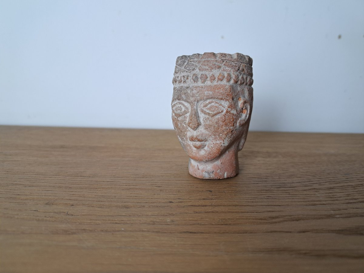 Tête en terre cuite , Antique , à identifier . -photo-5
