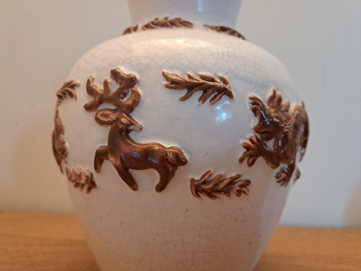 Vase With Animals, Ceramic, To Be Identified, 20th Century. -photo-4