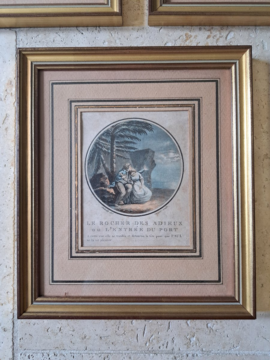 Paul et Virginie , Suite de 5 gravures , Dutailly et Guyot, fin XVIII°/Début XIX°. -photo-4