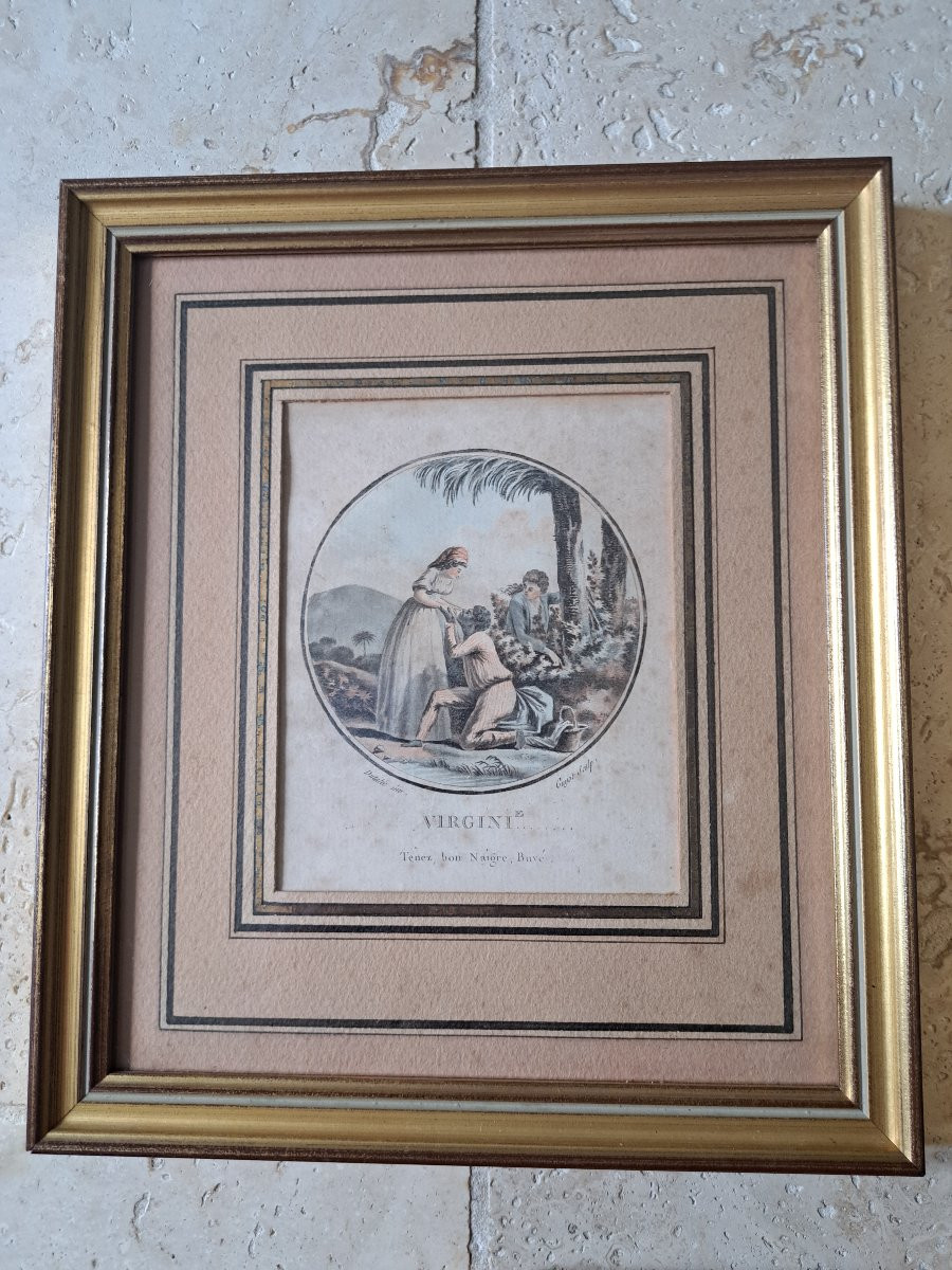 Paul et Virginie , Suite de 5 gravures , Dutailly et Guyot, fin XVIII°/Début XIX°. -photo-1