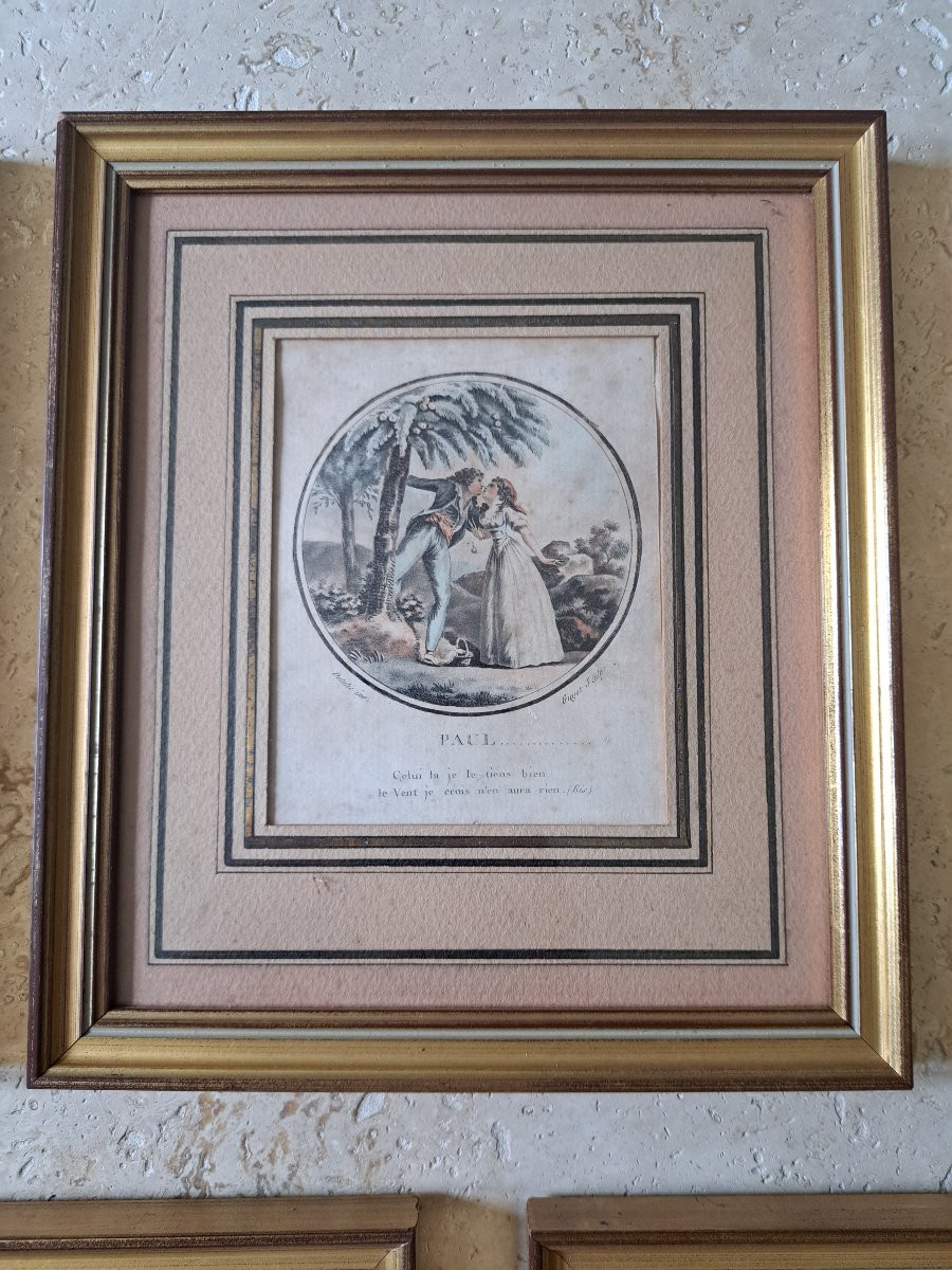 Paul et Virginie , Suite de 5 gravures , Dutailly et Guyot, fin XVIII°/Début XIX°. -photo-2