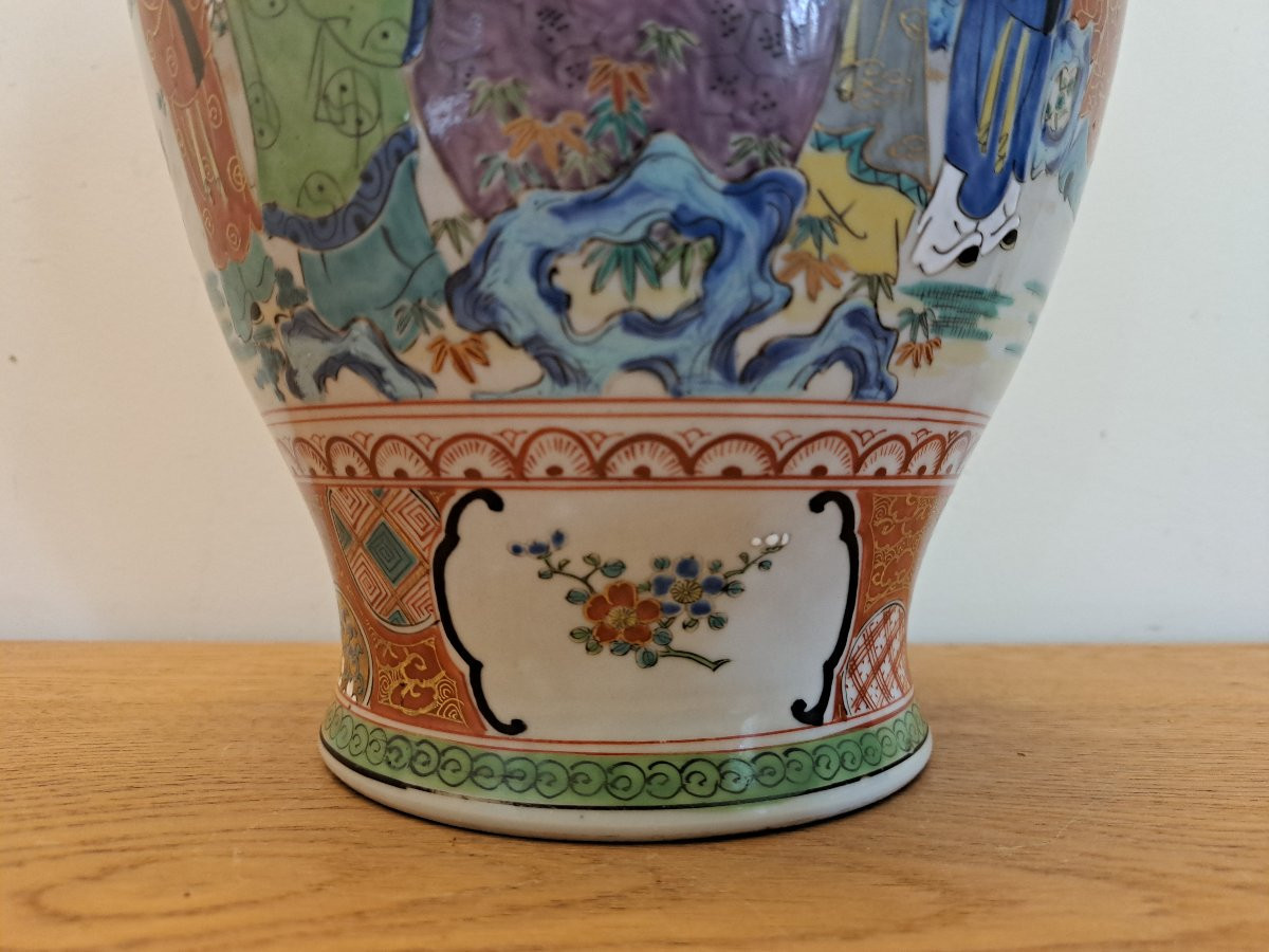Japon , Grand vase , Porcelaine , Signé ,  XX°. -photo-2