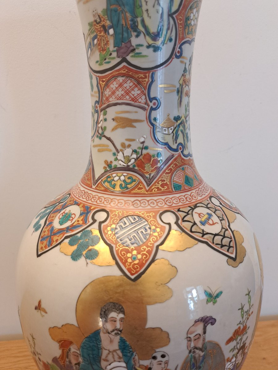 Japon , Grand vase , Porcelaine , Signé ,  XX°. -photo-4