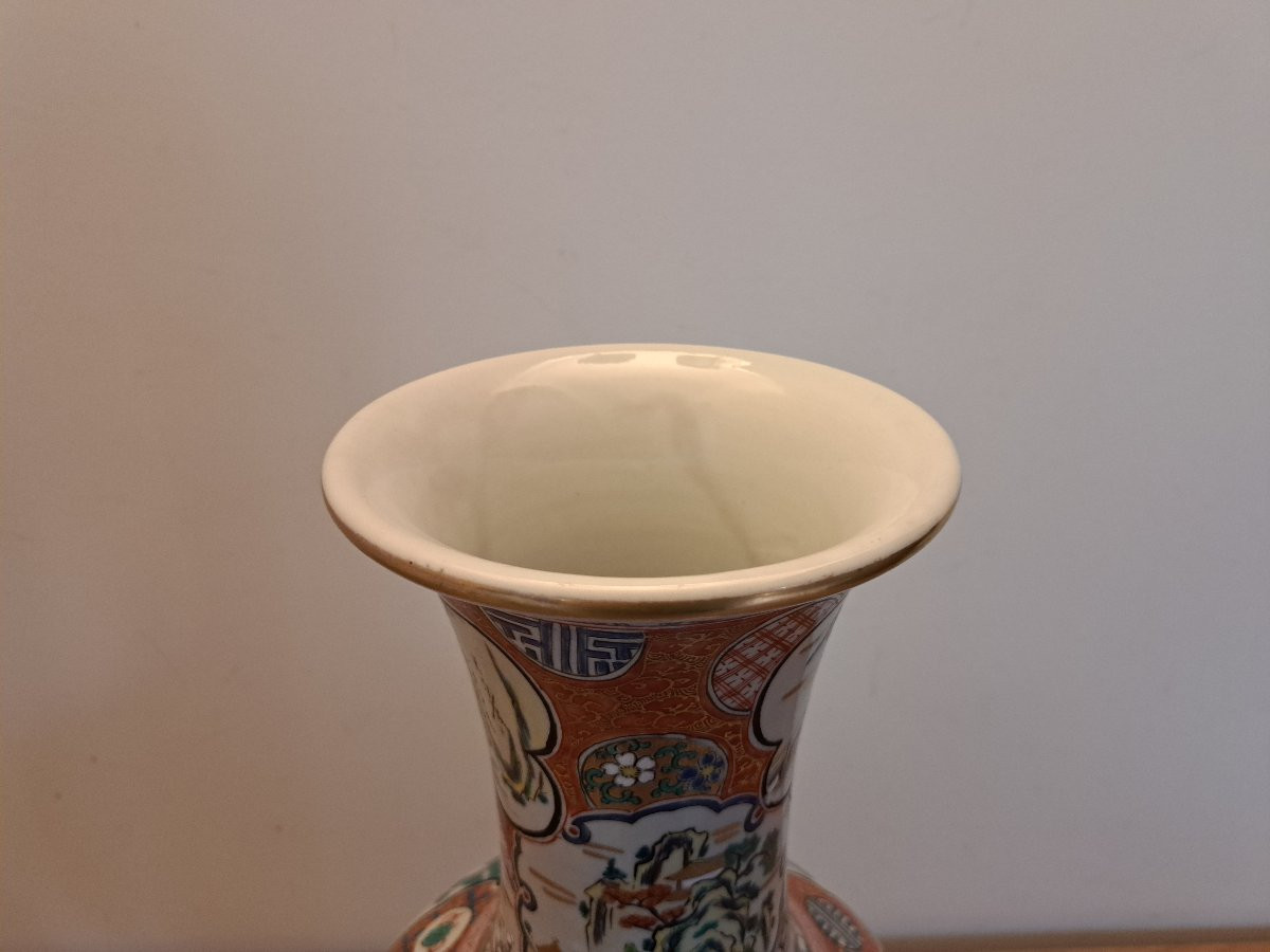 Japon , Grand vase , Porcelaine , Signé ,  XX°. -photo-5