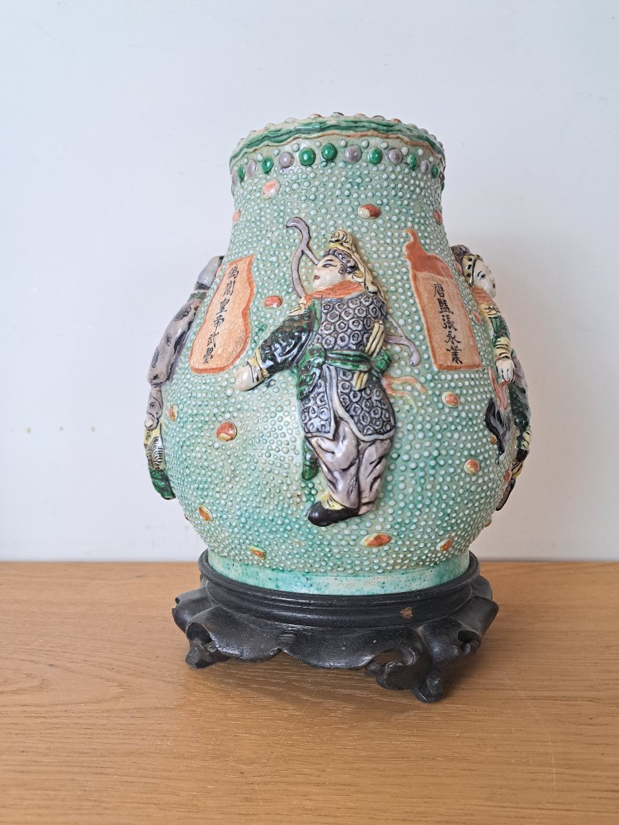 China, Hu-shaped Vase, Wu Shuang Pu, Stoneware, 19th Century. -photo-2