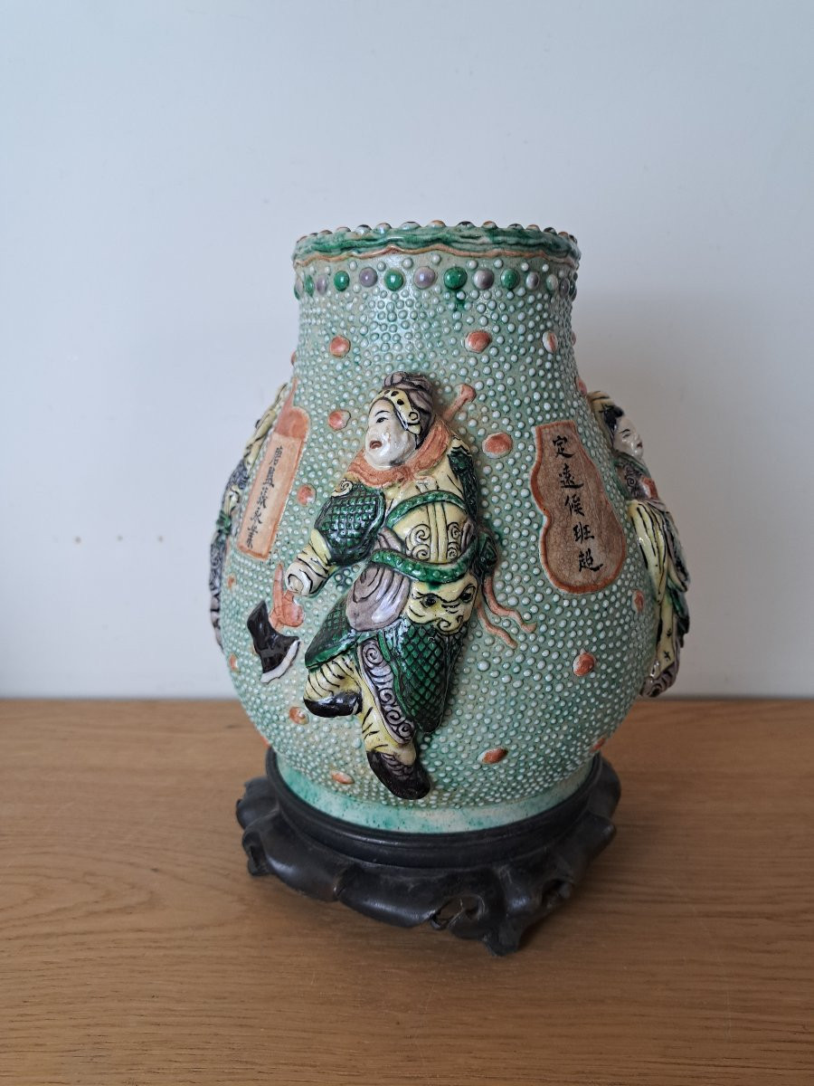 China, Hu-shaped Vase, Wu Shuang Pu, Stoneware, 19th Century. -photo-3
