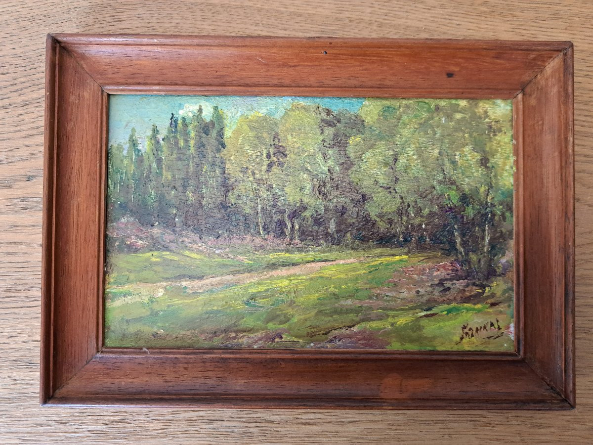 Landscape Of Sologne, Oil On Panel, Signed, 20th Century. -photo-2