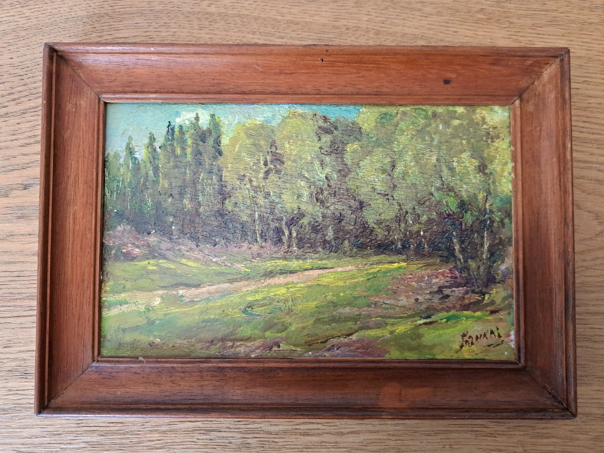 Landscape Of Sologne, Oil On Panel, Signed, 20th Century. 