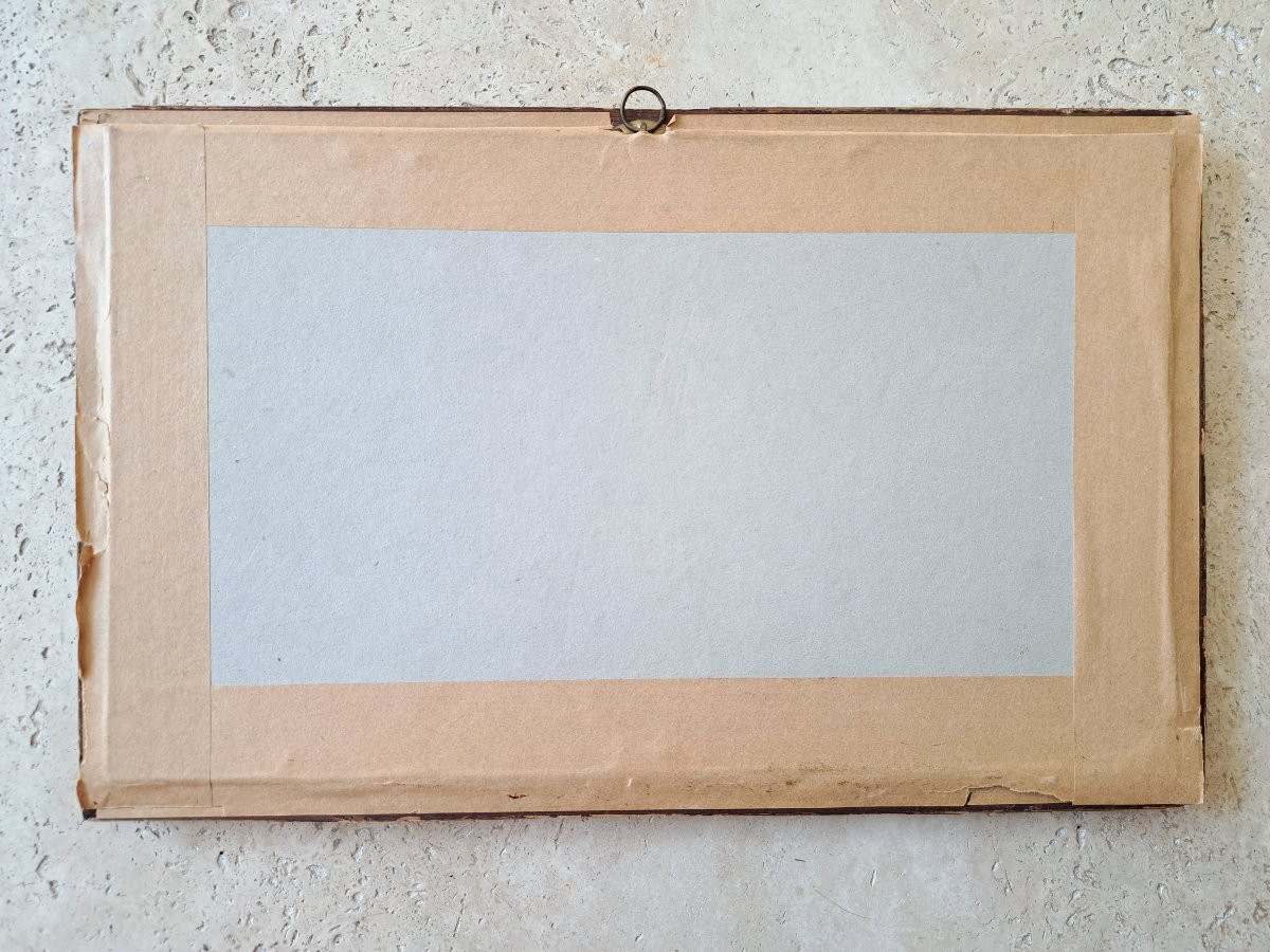 Marais et bouleaux , Huile sur papier , Signé , XX°. -photo-4