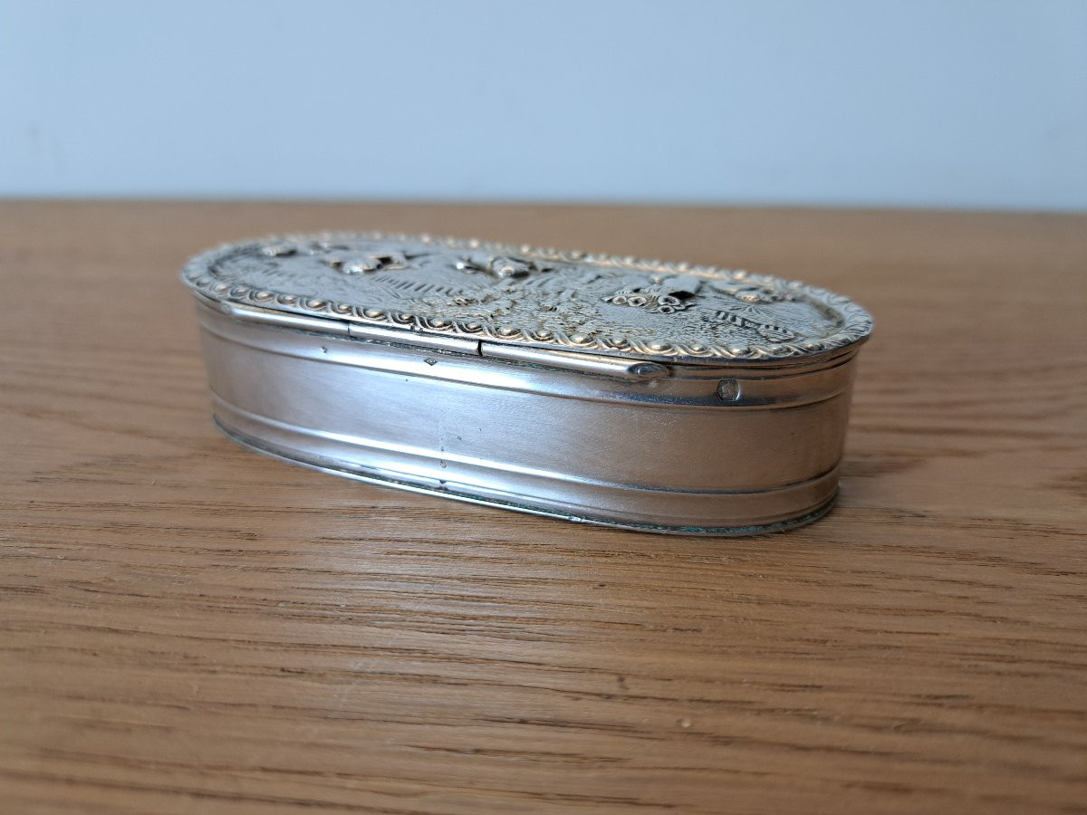 Snuffbox, Cherubs, Solid Silver, Early 20th Century. -photo-3