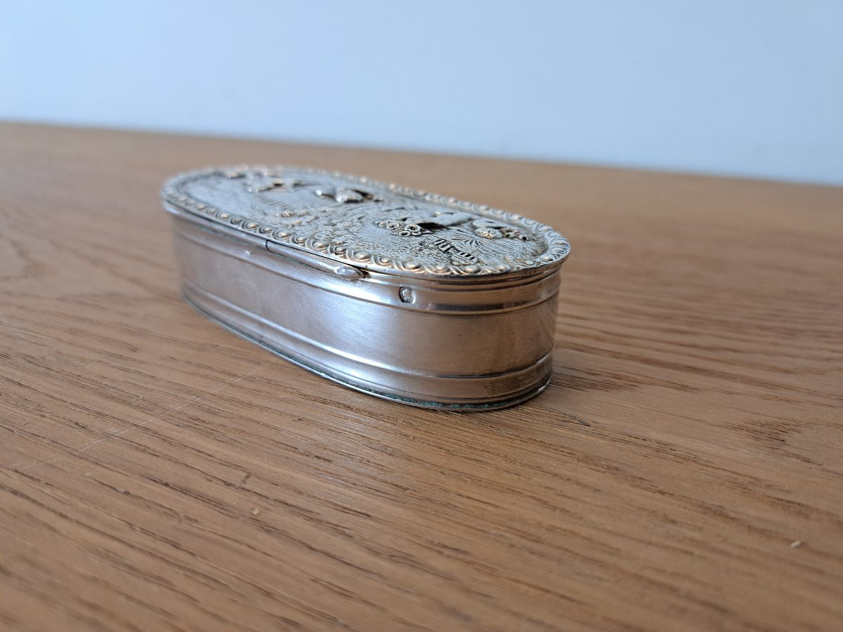 Snuffbox, Cherubs, Solid Silver, Early 20th Century. -photo-4