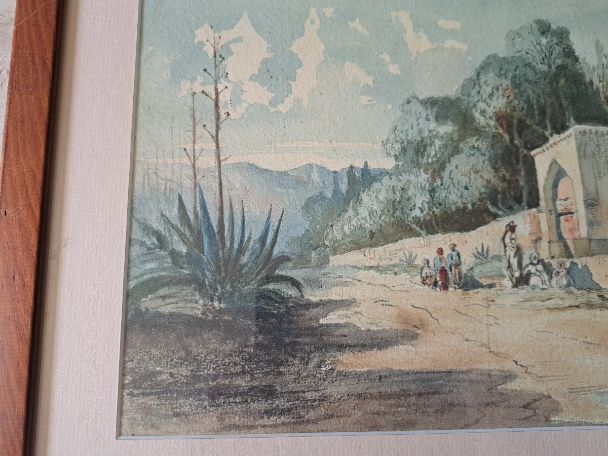 Algiers, Orientalist Watercolor, 19th Century. -photo-3
