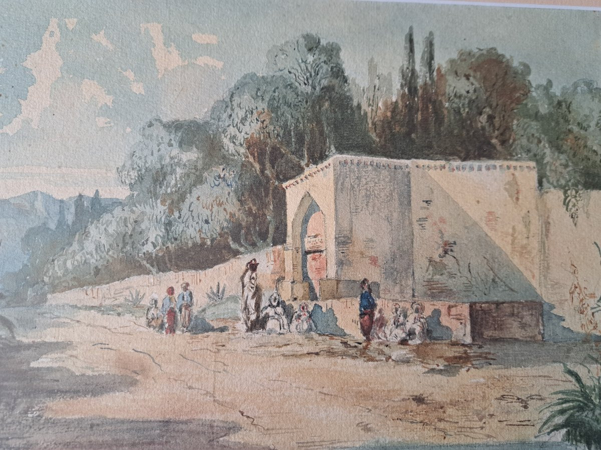 Algiers, Orientalist Watercolor, 19th Century. -photo-4