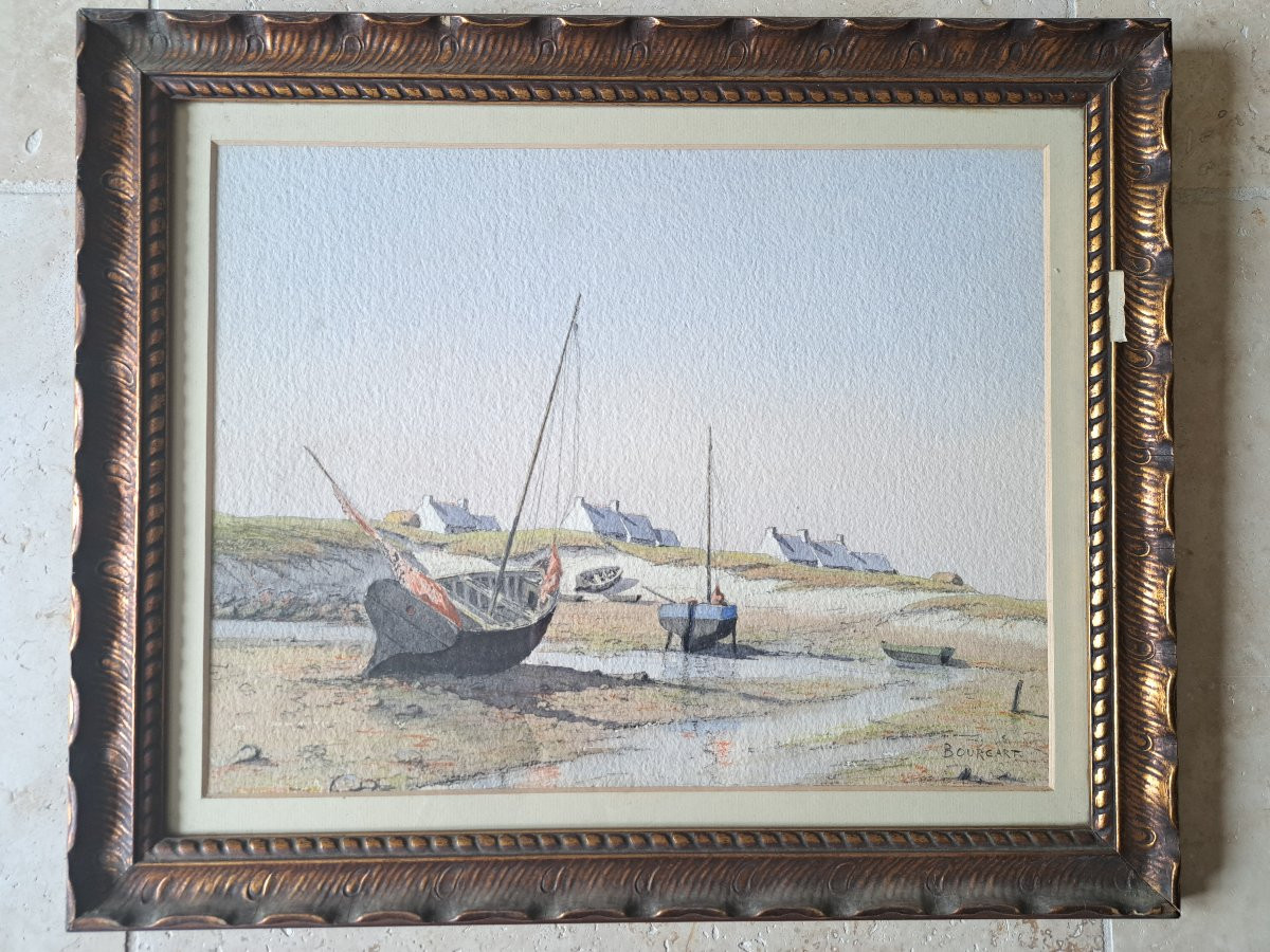Bourcart, Breton Seaside, Watercolor, Late 19th/early 20th Century. -photo-3