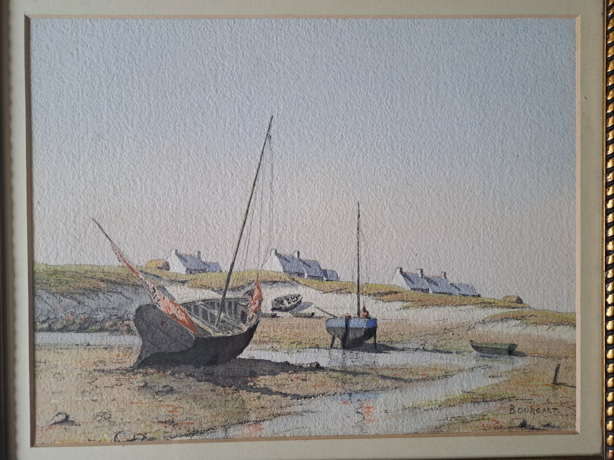 Bourcart, Breton Seaside, Watercolor, Late 19th/early 20th Century. -photo-4