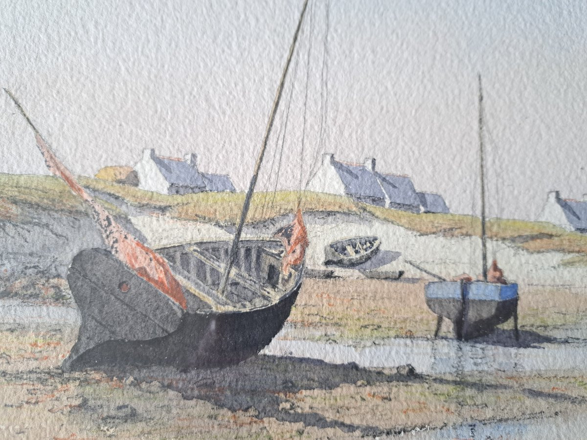 Bourcart, Breton Seaside, Watercolor, Late 19th/early 20th Century. -photo-3