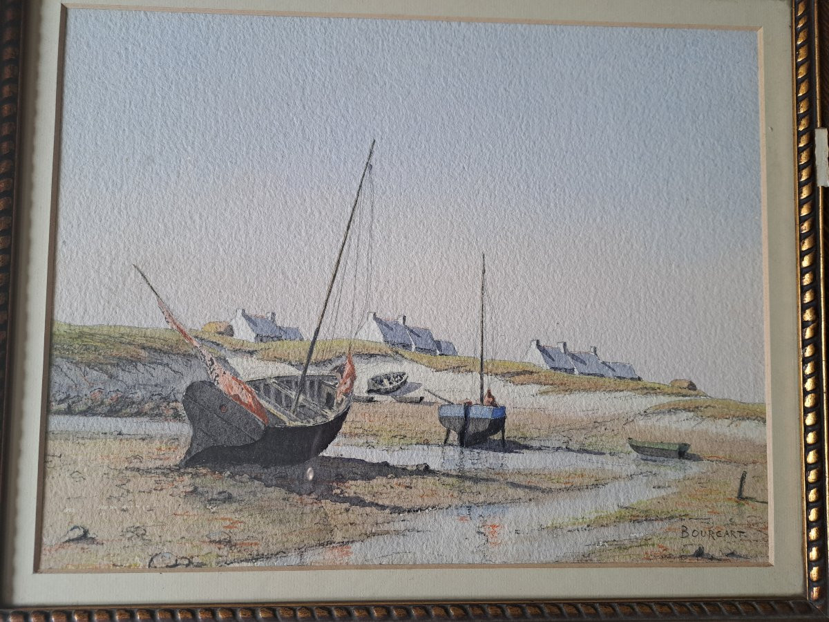 Bourcart, Breton Seaside, Watercolor, Late 19th/early 20th Century. -photo-5