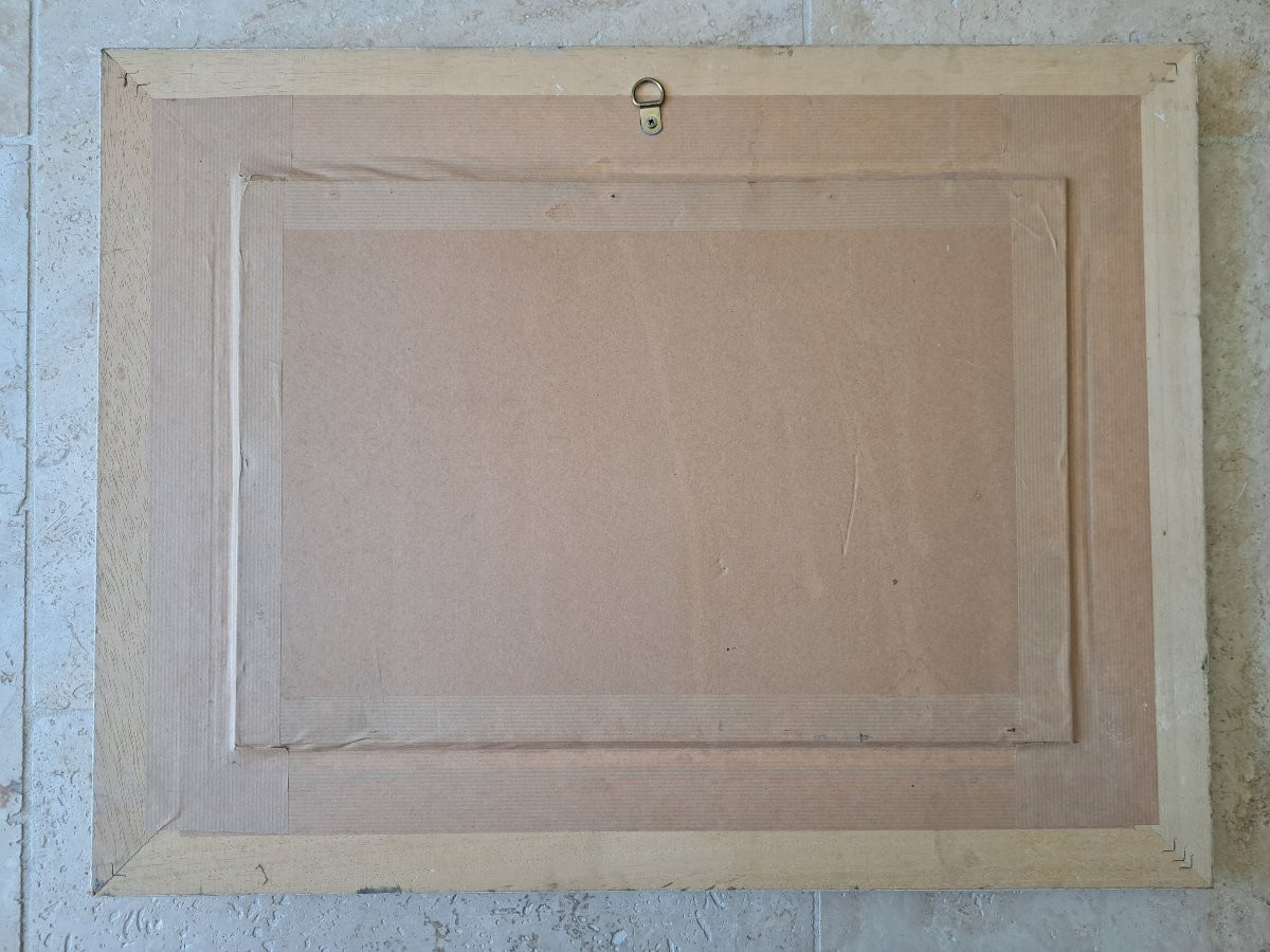 Deux paysannes et leur mulet , Huile sur papier , Signé , XX°. -photo-4