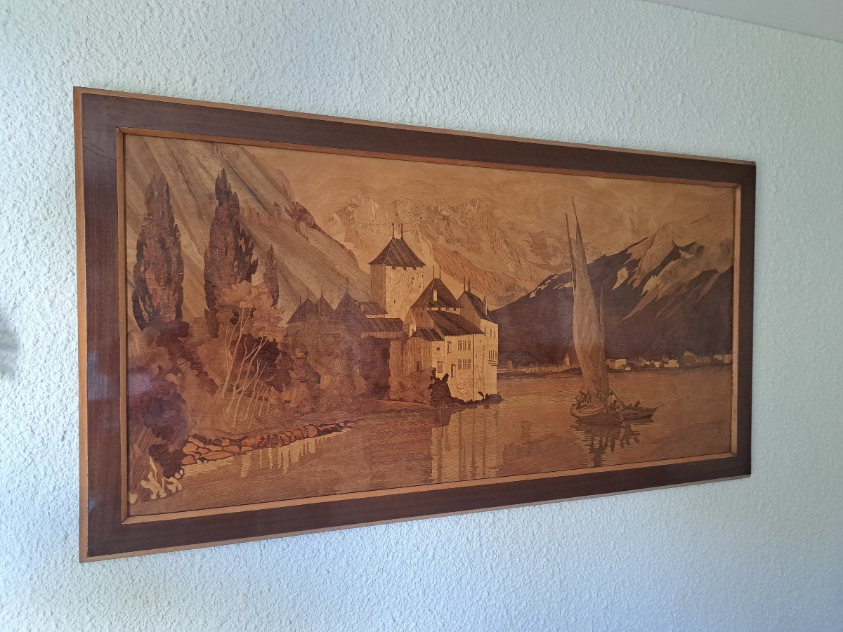 Pierre Rosenau , Château de Chillon , Marqueterie , Début XX°. -photo-2
