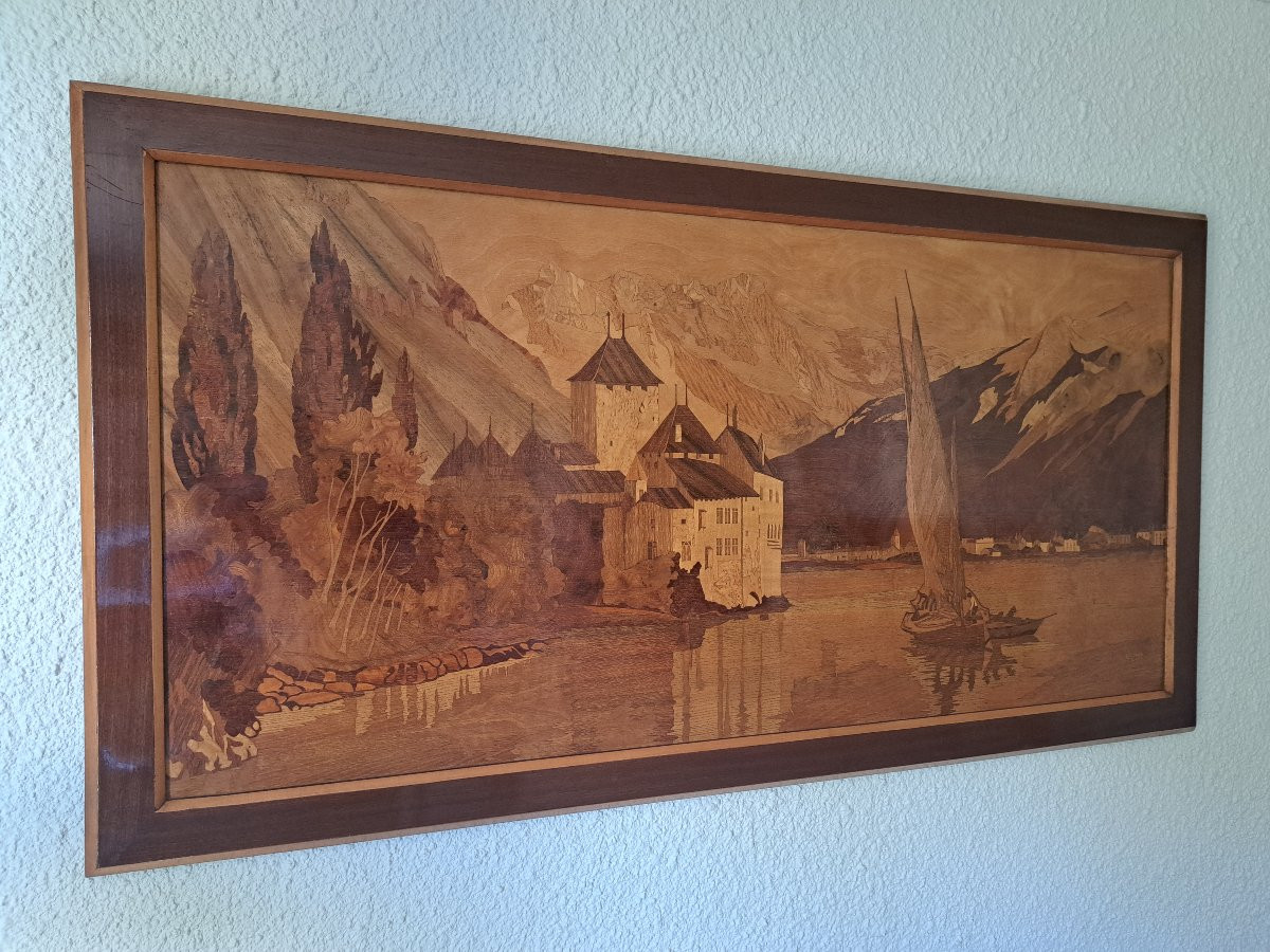 Pierre Rosenau , Château de Chillon , Marqueterie , Début XX°. -photo-3
