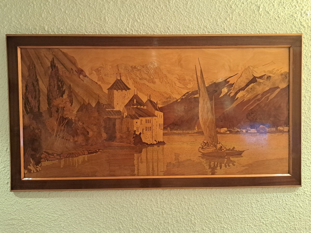 Pierre Rosenau , Château de Chillon , Marqueterie , Début XX°. 