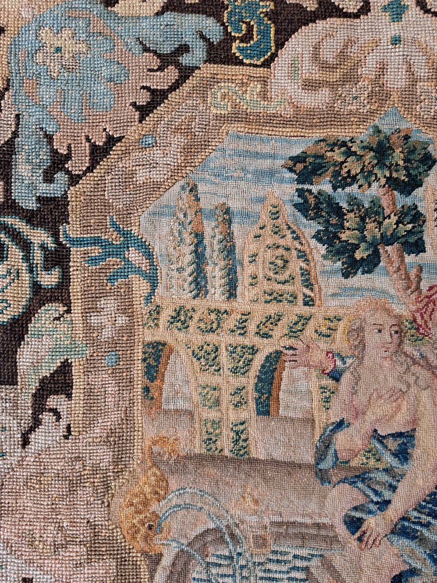 Susannah At Her Bath, Wool Tapestry, 18th Century. -photo-4