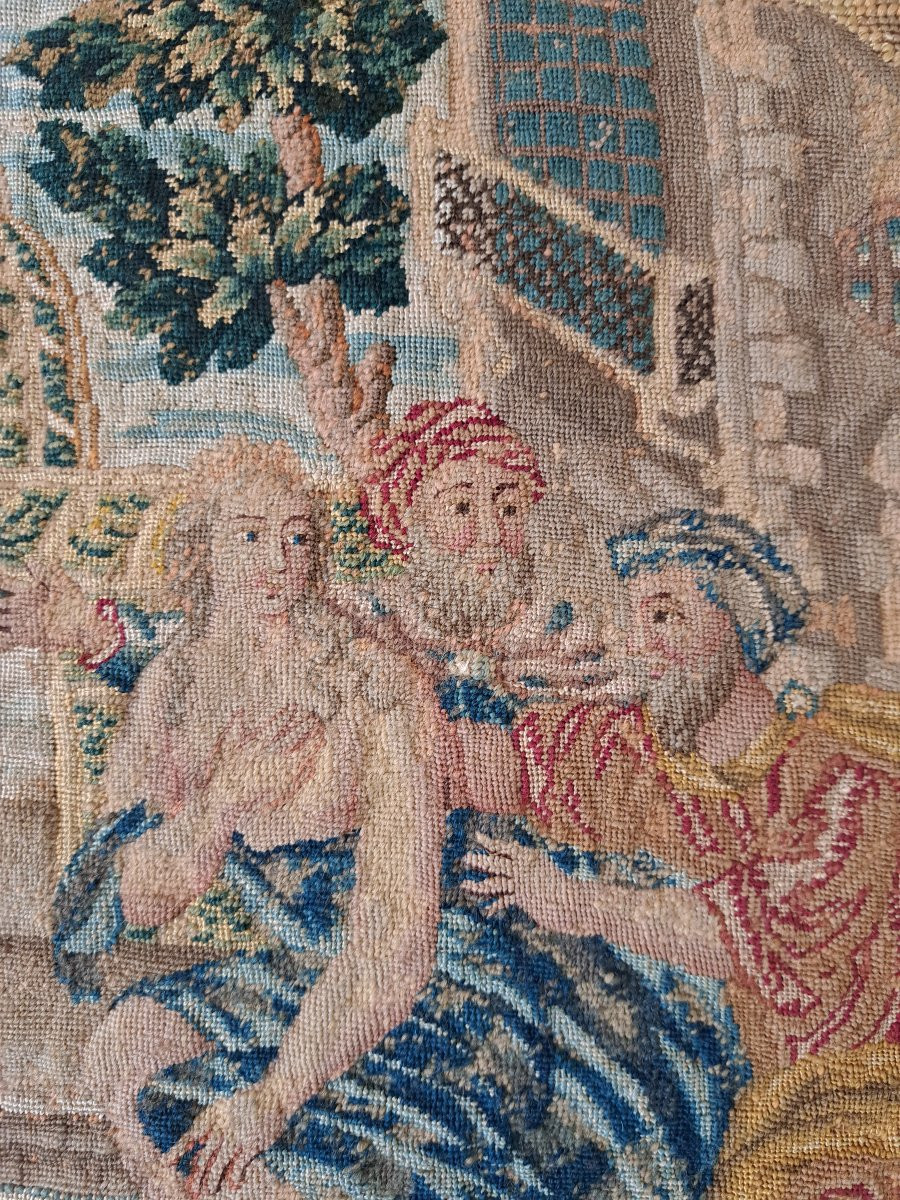 Susannah At Her Bath, Wool Tapestry, 18th Century. -photo-6