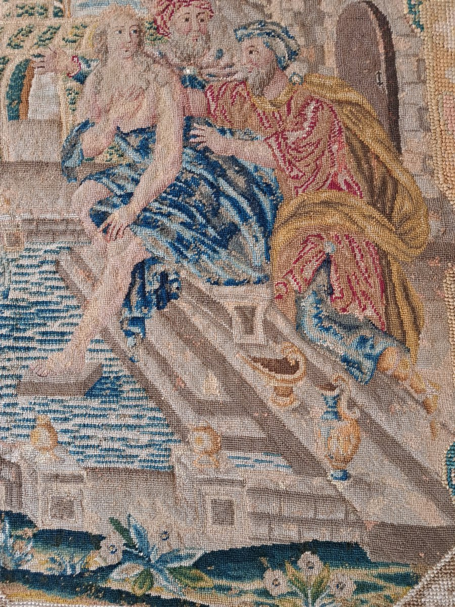 Susannah At Her Bath, Wool Tapestry, 18th Century. -photo-7
