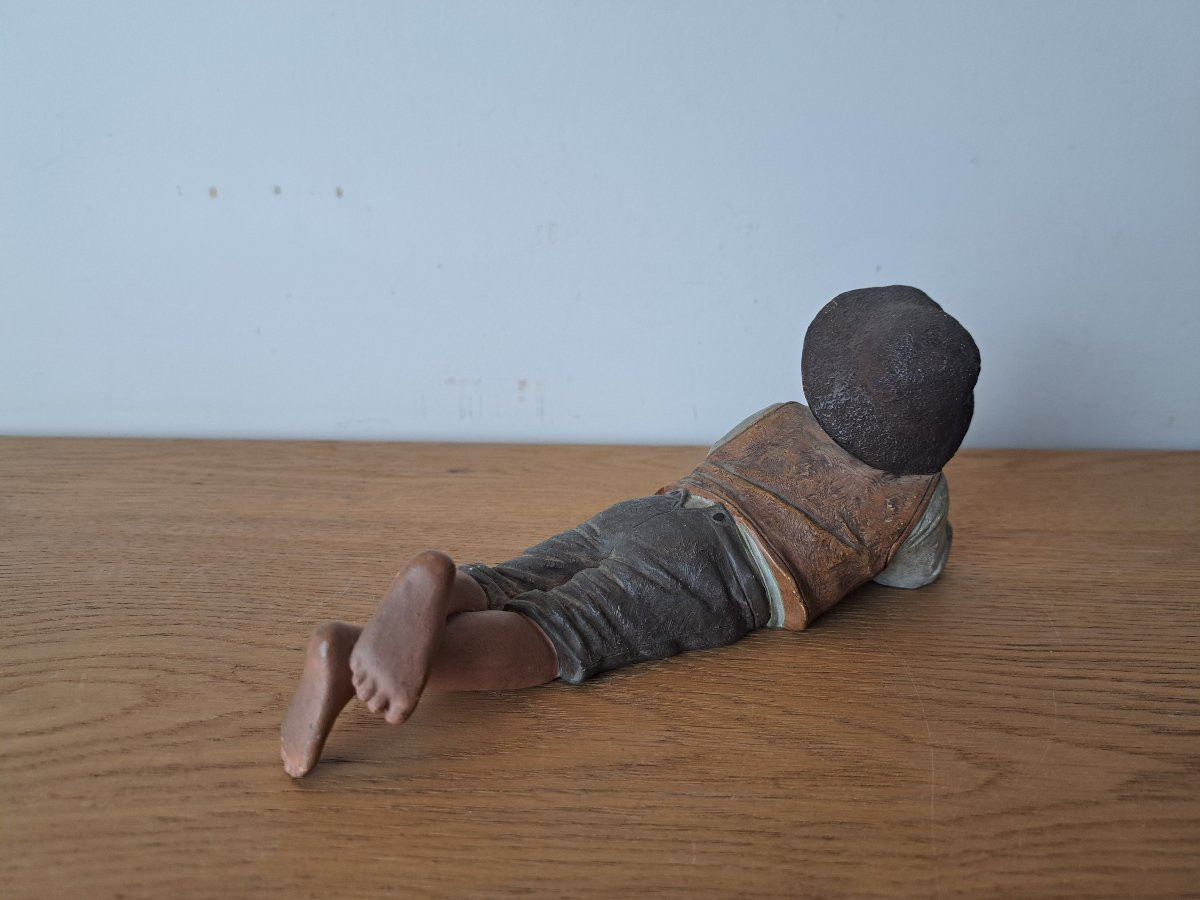 Bernhard Bloch, Young Boy, Terracotta, Late 19th Century. -photo-3