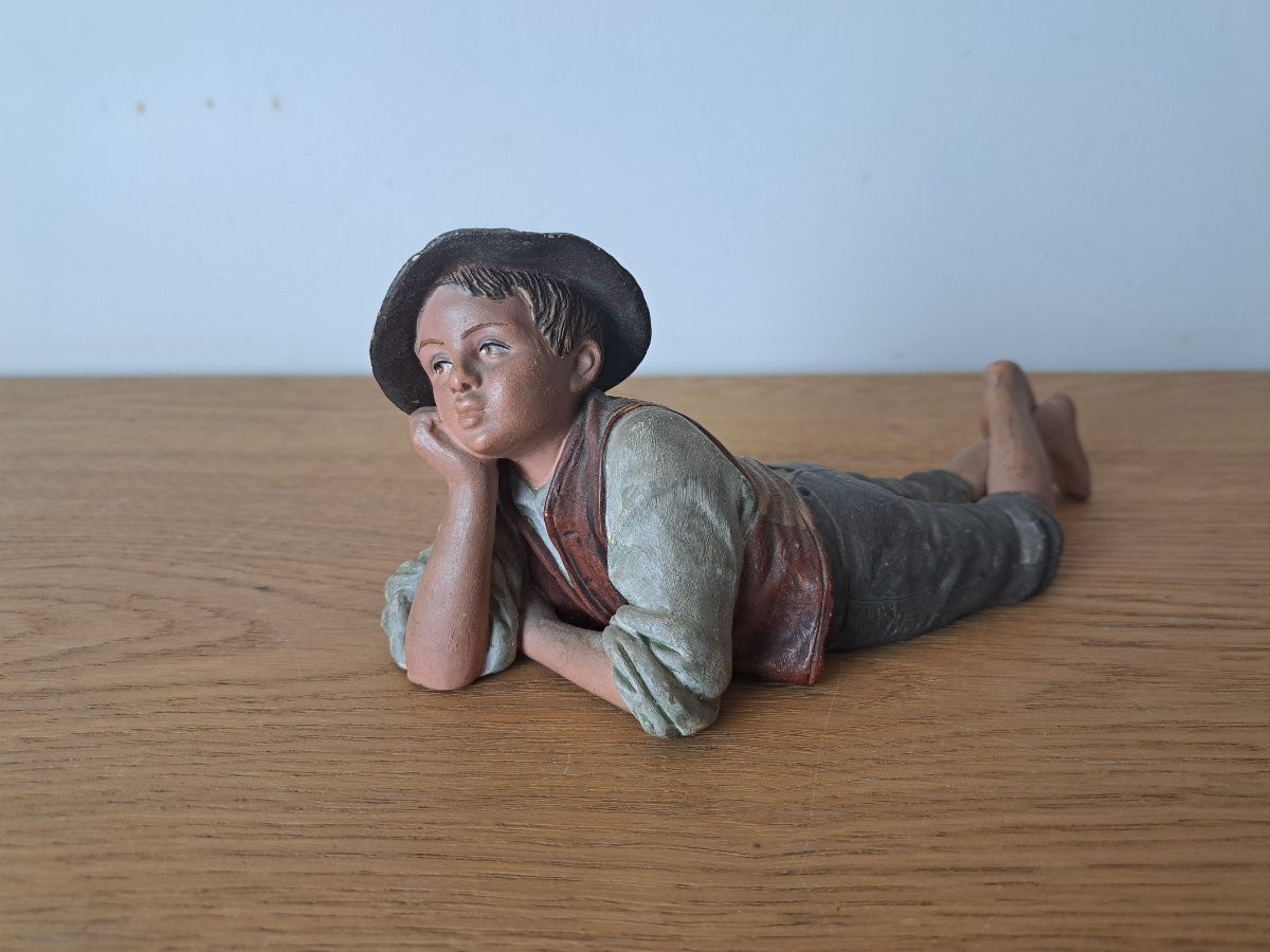 Bernhard Bloch, Young Boy, Terracotta, Late 19th Century. -photo-1