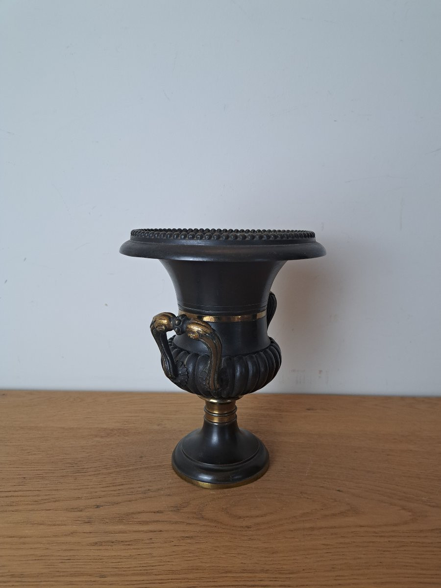 Medici Vase, Patinated Bronze, Restoration Period, 19th Century. -photo-2