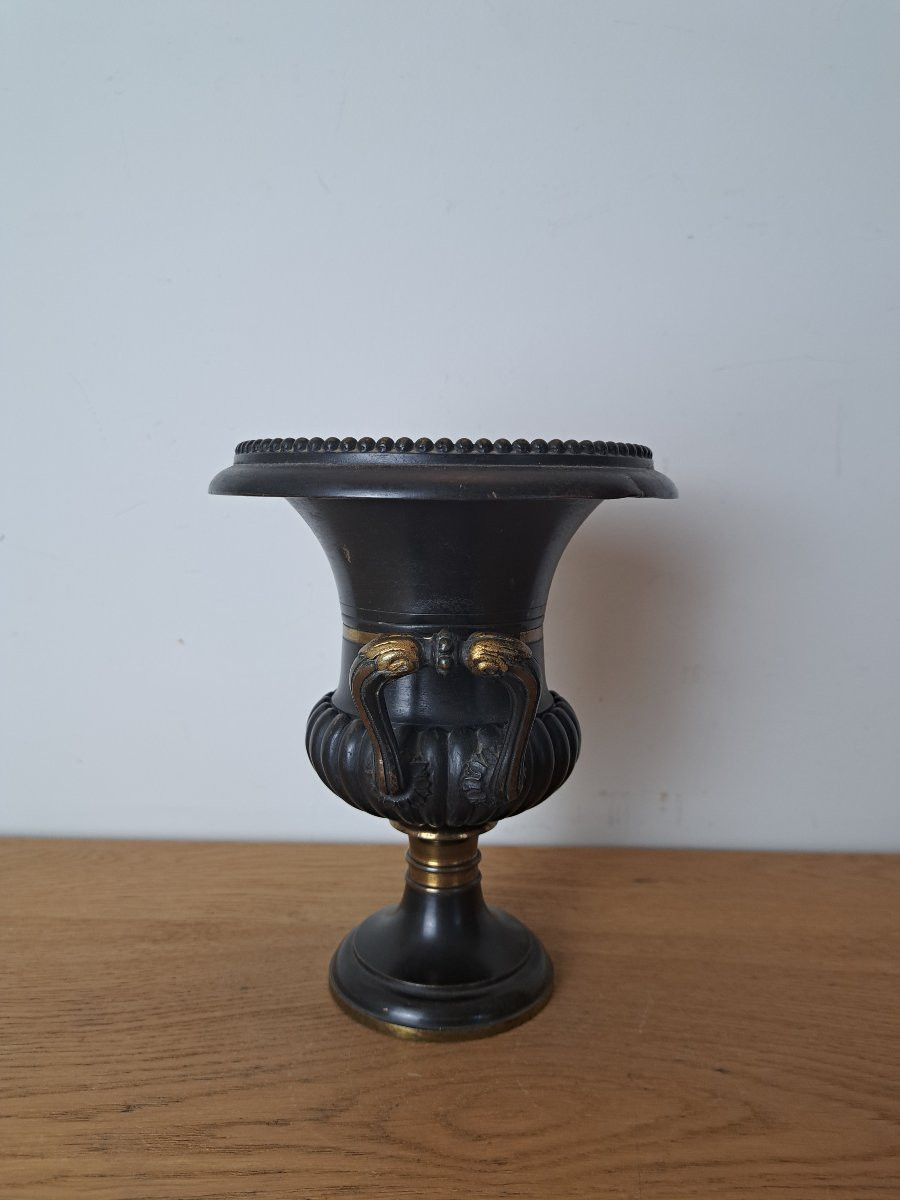 Medici Vase, Patinated Bronze, Restoration Period, 19th Century. -photo-4