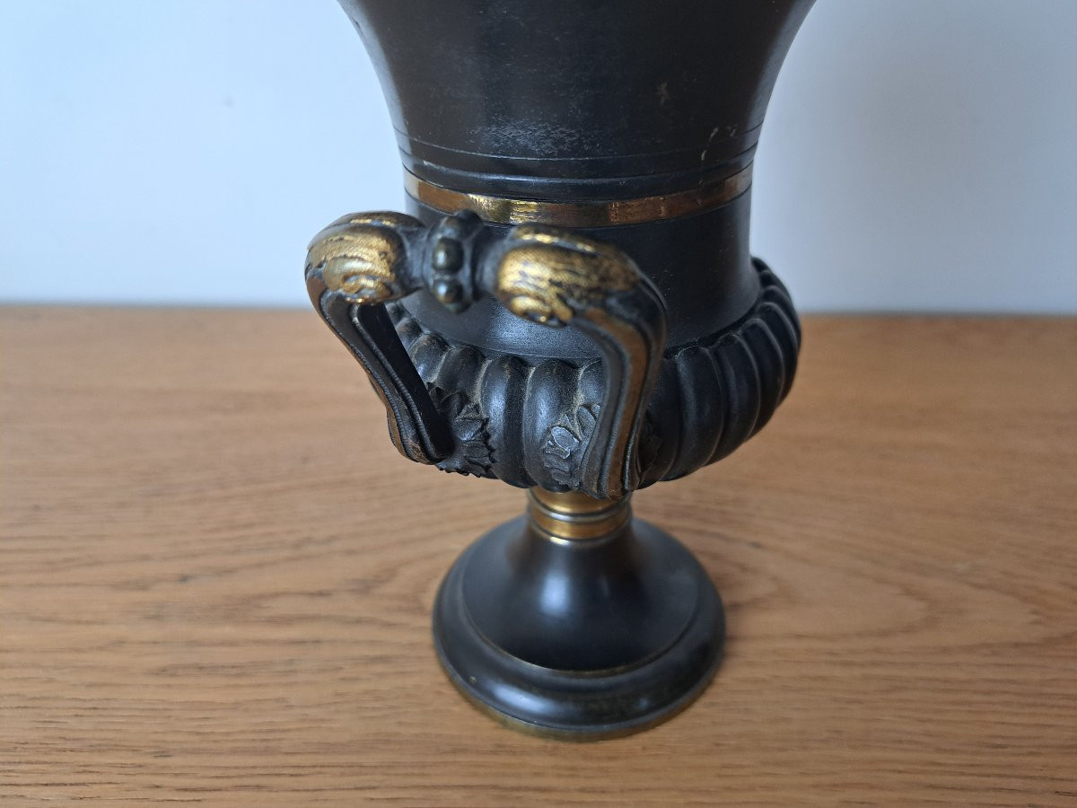 Medici Vase, Patinated Bronze, Restoration Period, 19th Century. -photo-3