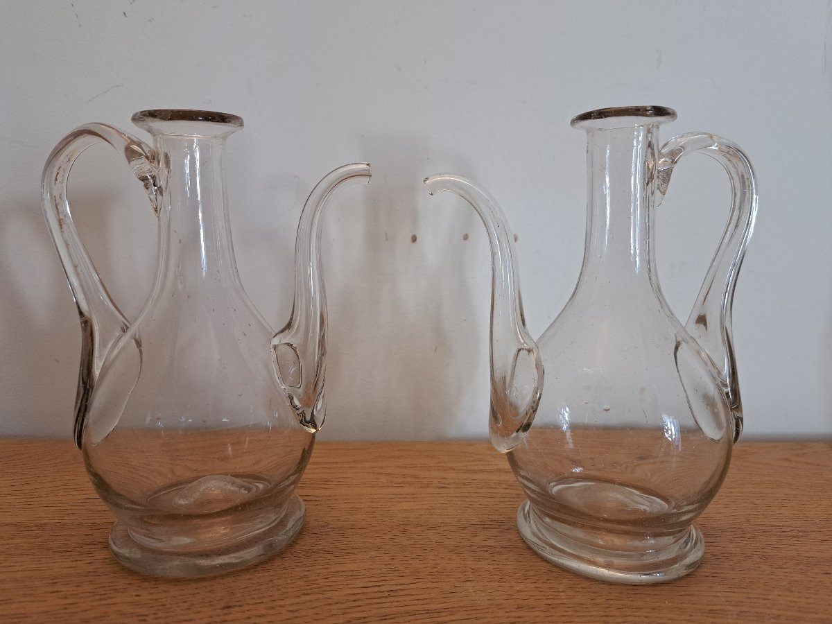 Pair Of Cruets, Glass, 18th Century. -photo-2