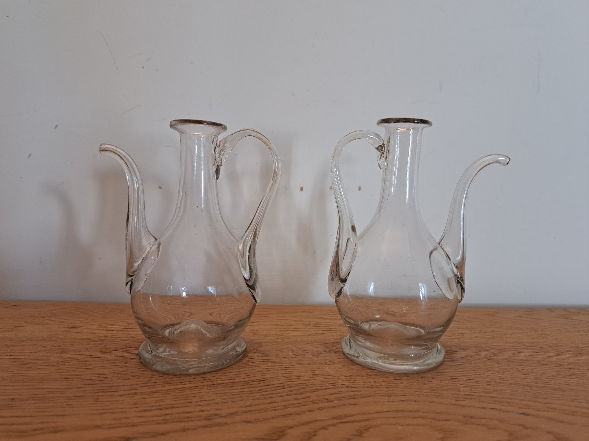 Pair Of Cruets, Glass, 18th Century. -photo-3