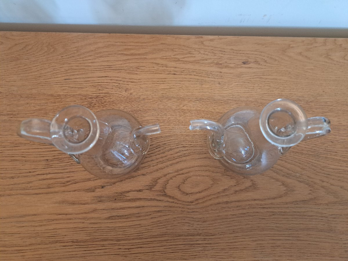 Pair Of Cruets, Glass, 18th Century. -photo-3
