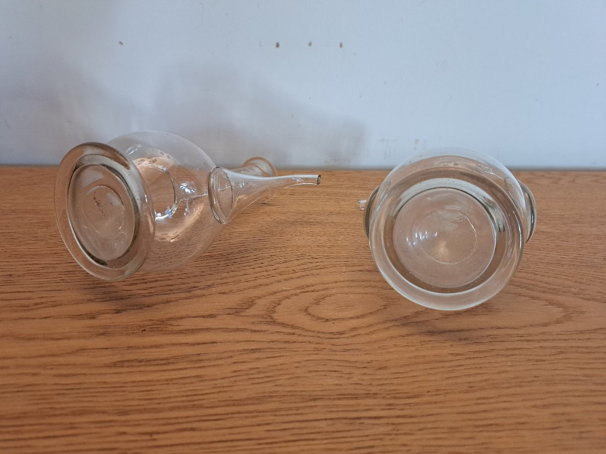 Pair Of Cruets, Glass, 18th Century. -photo-4