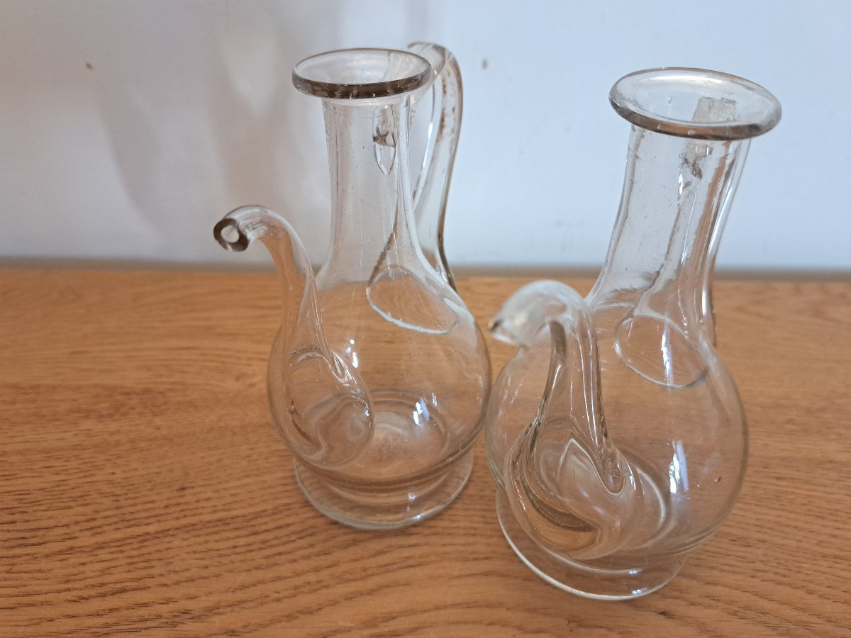 Pair Of Cruets, Glass, 18th Century. -photo-7
