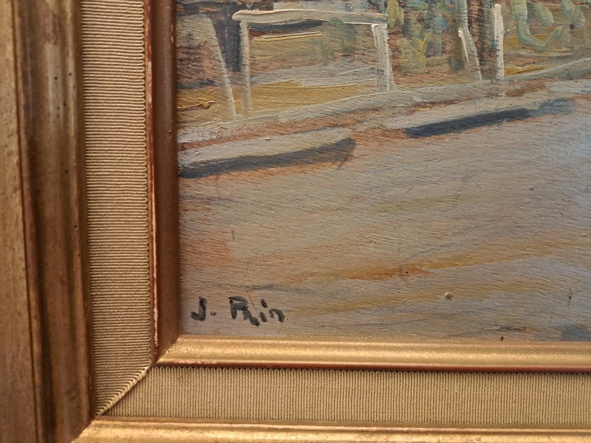 Juliette Prin , Port breton , Huile sur panneau , XX°. -photo-2