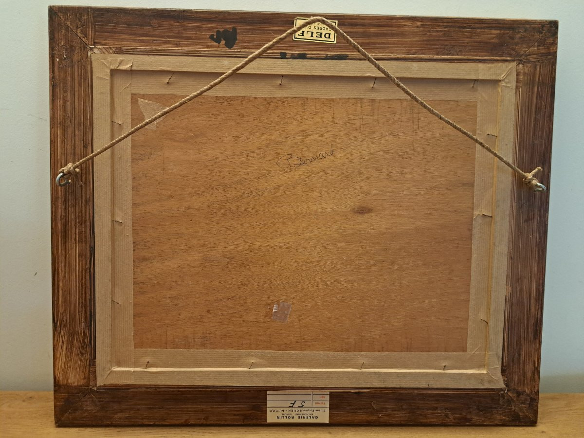 Juliette Prin , Port breton , Huile sur panneau , XX°. -photo-7