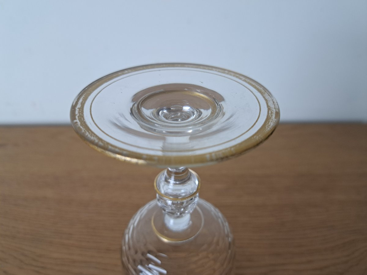 Manager Of The Chambord Estates, Crystal Stemmed Glass, Coat Of Arms Of France, 19th Century. -photo-7