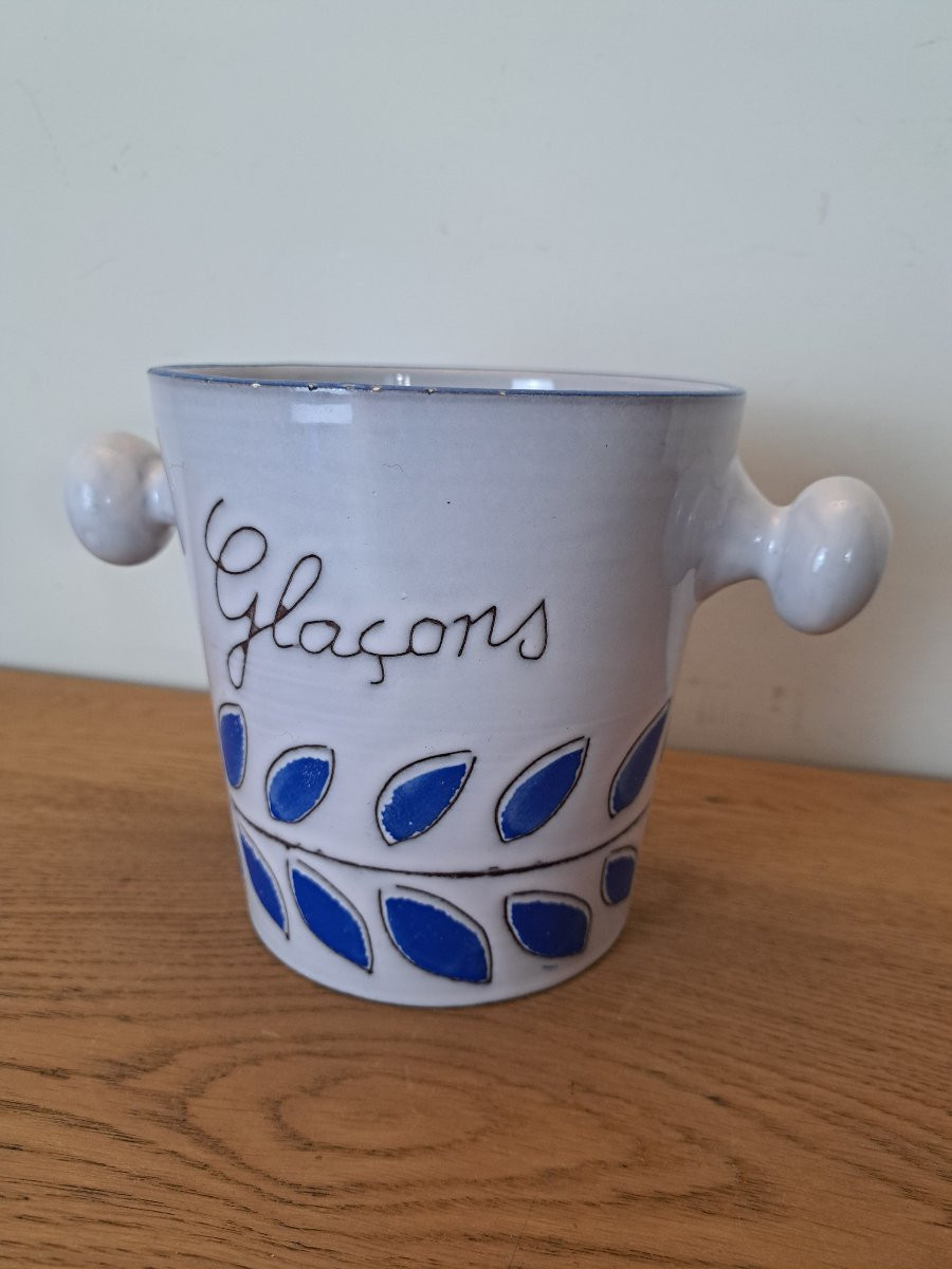 Seau à glaçons , Céramique , année 60 . -photo-2