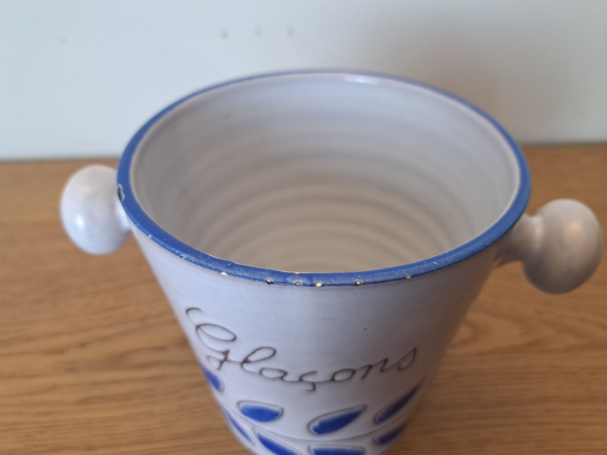 Seau à glaçons , Céramique , année 60 . -photo-3