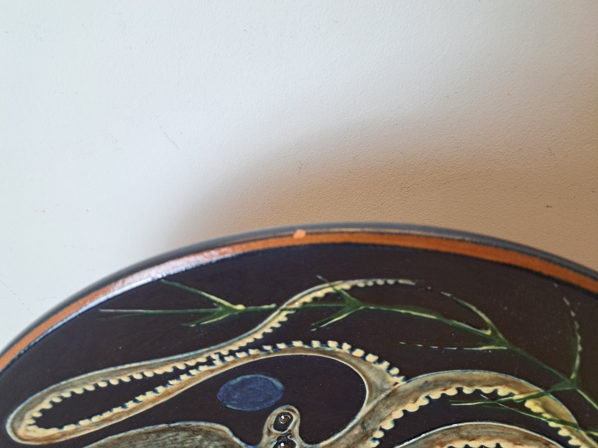 El Rissec, Octopus, Wall Plate, Ceramic, 20th Century. -photo-4