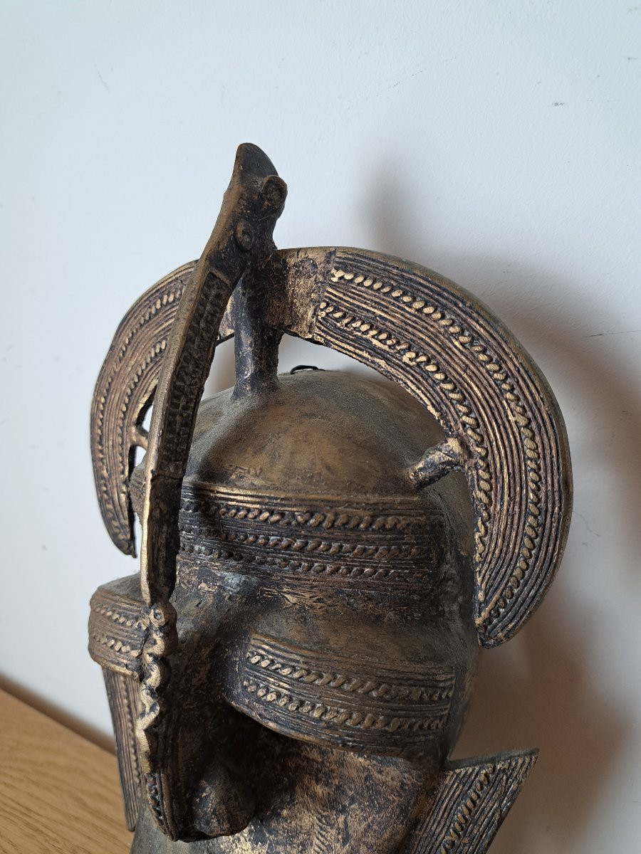 African Mask, Bronze, Mid-20th Century. -photo-3